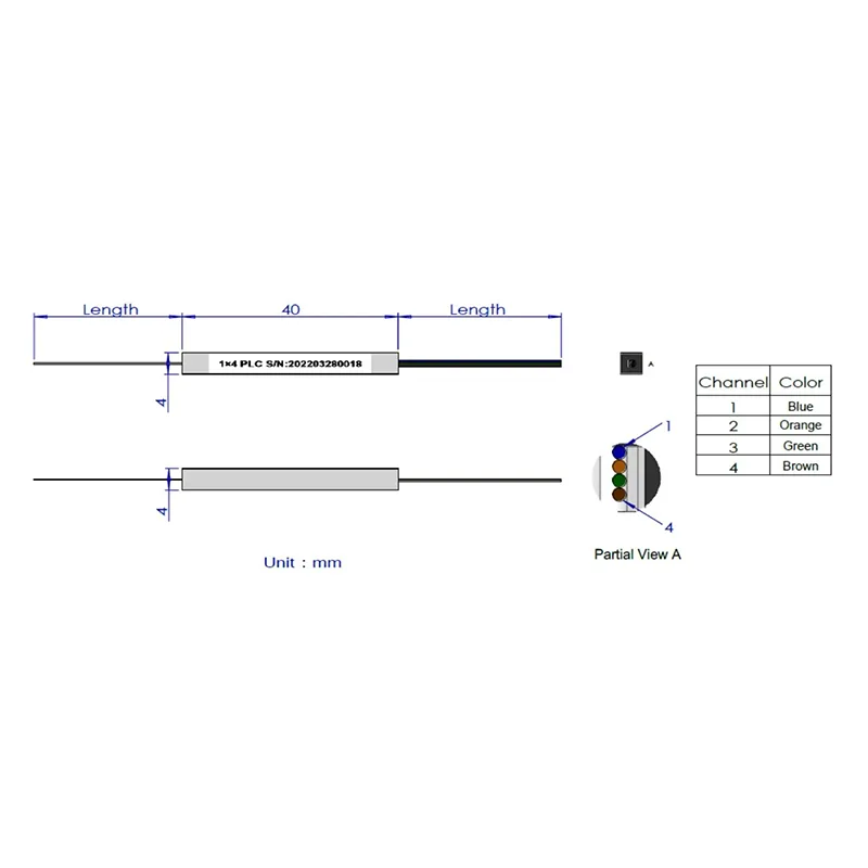 1 * 4 1 * 8 PLC Splitter (çılpaq lif növü)
